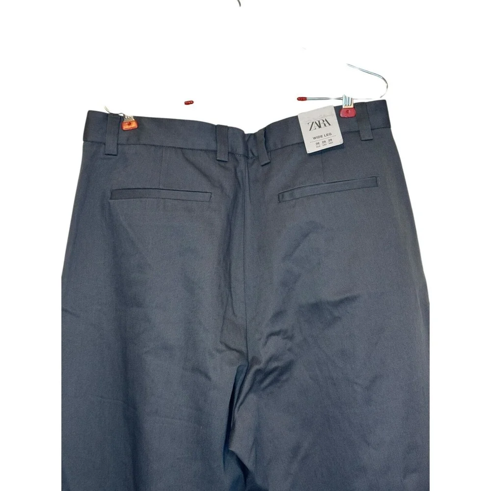 Zara Men's‎ Dress Pants Pleated Wide Leg Straight Trouser Gray 33X 30 (Tag 29)